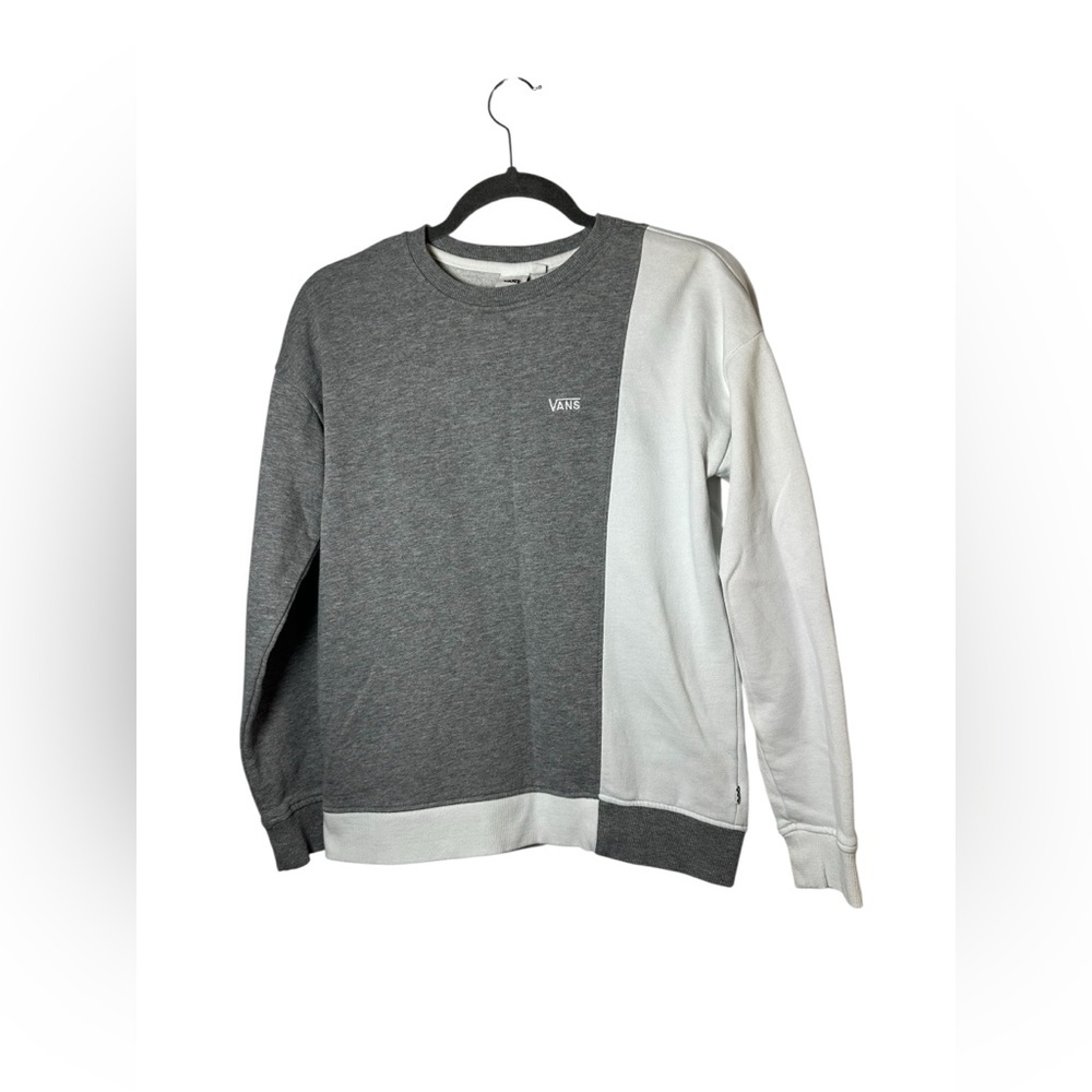 Vans Colorblock Crewneck Sweatshirt Gray White XS